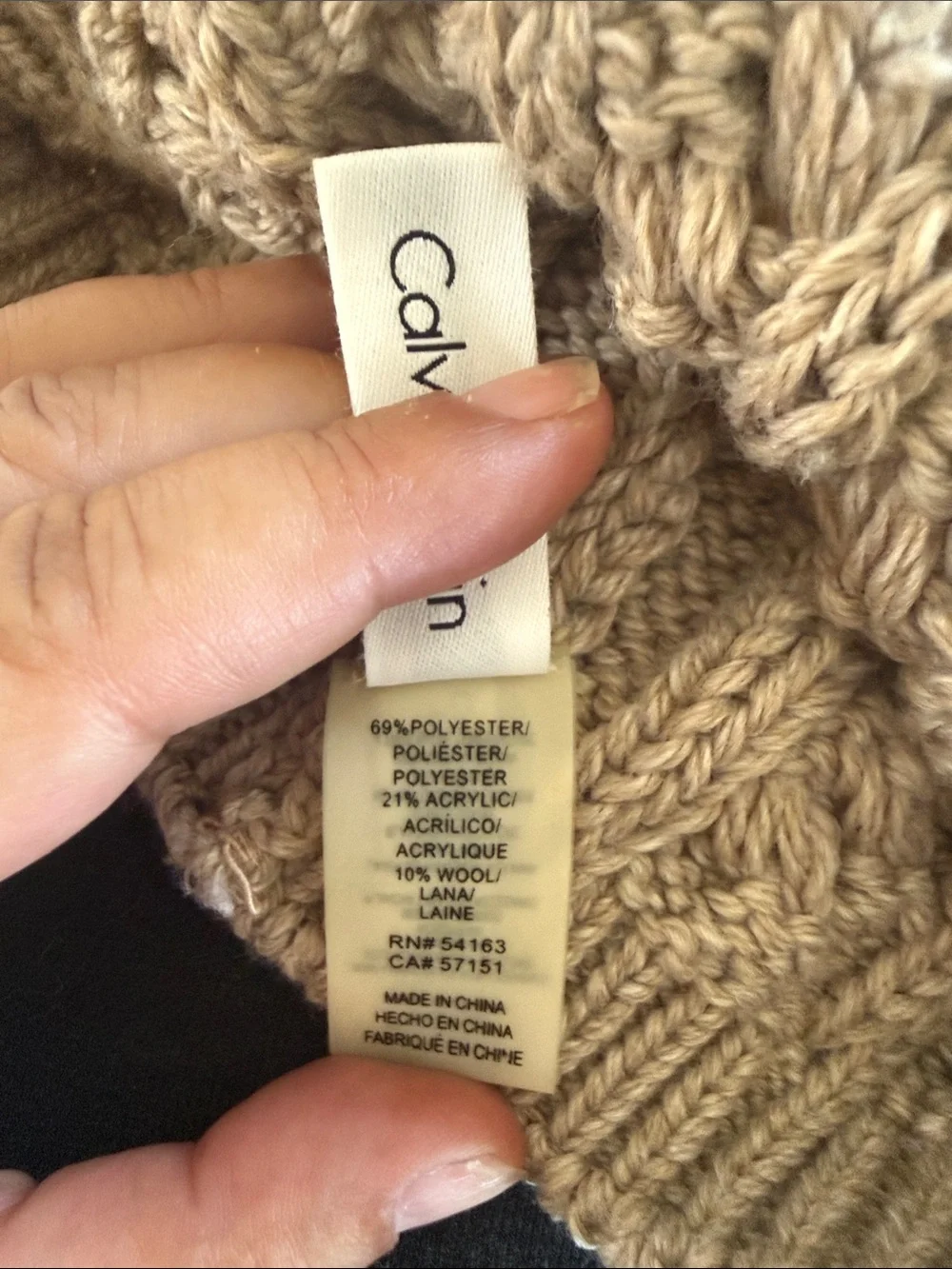 calvin klein Knit Cable Visor Beanie - Taupe